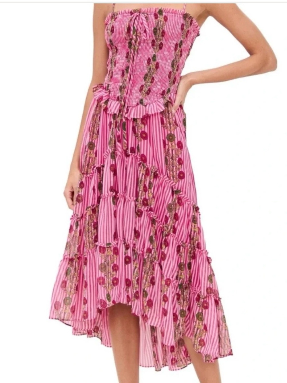 Free People strapless tiered Floral-Print Midi dress